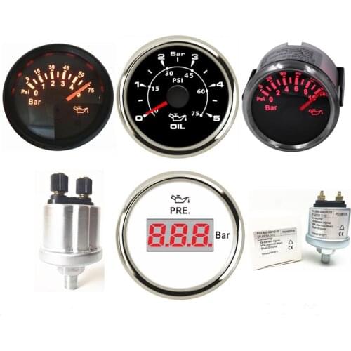 1pc 0-5Bar 0-10Bar Oil Pressure Sensors Auto Mechanical Sensors M10X1 NPT1/8 Oil Pressure Gauges Senders for Boat Car Truck