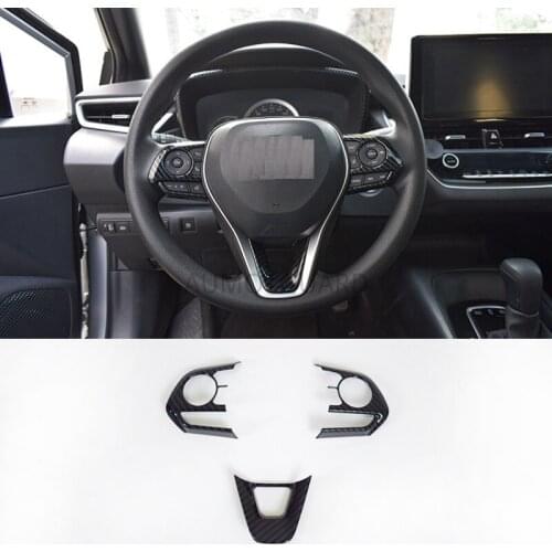 Carbon Fiber Car Steering Wheel Decorative Trim Stickers For Toyota Corolla 2019 2020 Accessories Car Styling