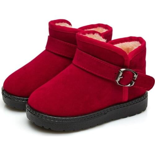 Kids Shoes Winter Baby Boots Solid Color Plus Velve Children Snow Boots Non-slip Keep Warm Size 21-38 SCW007
