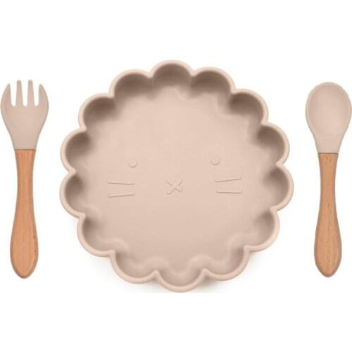Childrens Tableware Feeding Baby Learning Dishes Suction Bowl Lion Shape Food Plate Newborn Silicone Infant Waterproof Plates