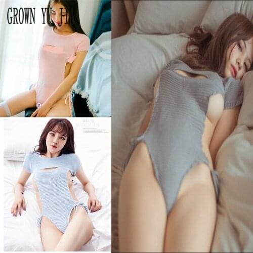 Erotic Catsuit Lingerie Backless Sweater Bodysuits Body Top Sexy Hot Babydoll Porno Teddy Dress Japanese Girls Sex Play Costumes