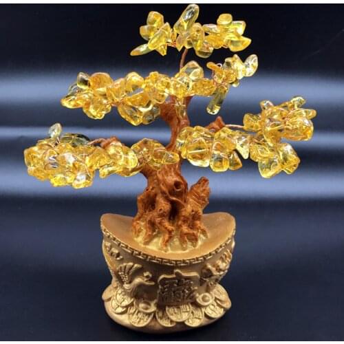 Feng Shui Crystal Bonsai Lucky Tree Money Tree Lucky Plant for Office Home Living Room Decoration