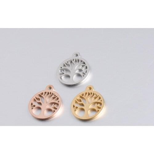 Fnixtar 20Pcs Round Hollow Wish Tree Charms Mirror Stainless Steel Charms For DIY Making Necklaces Bracelets Keychain Jewelry