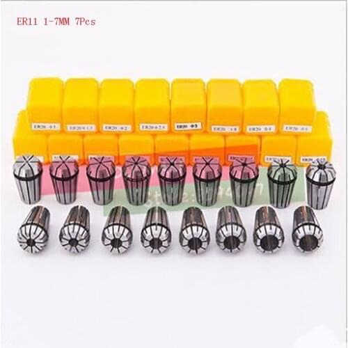 Hot Sale ER11 1-7 7PCs clamp set 1 mm to 7 mm Range for milling CNC engraving machine tool motor axis