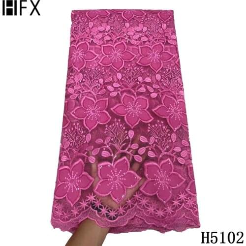 HFX Newest Chiffon Lace African Lace Fabric 2021 French Lace With Sequins Embroidered Tulle Lace Fabric Net Lacr For Sewing