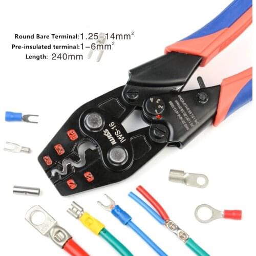 IWISS Ratchet Crimping Tool for Non-Insulated Terminals from AWG 22-6 with Polished Jaw