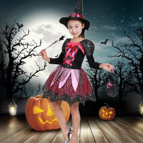 Cosplay Costume Magic Witch Child Witch Elf Performance Costume Masquerade Party Girl Dress Skirt Costume Halloween cos dress