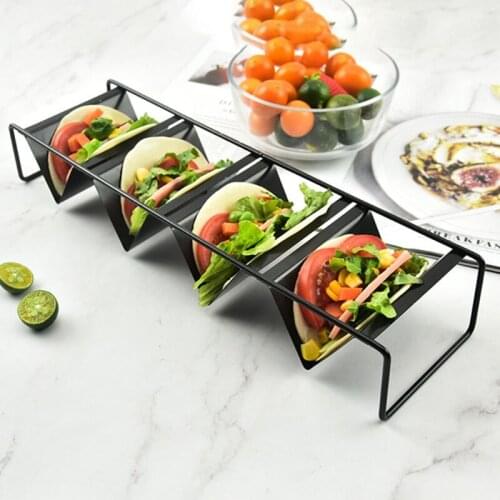 M68E Food Grade Stainless Steel Taco Holders Kitchen Household Taco Shell Taco Plates for Empanadas Sandwiches Hot Dogs Gift