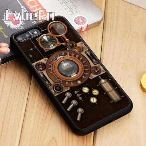 LvheCn Steampunk Camera Phone Case Cover For iPhone 5 6 6s 7 8 plus 11 12 Pro X XR XS Max Samsung Galaxy S6 S7 edge S8 S9 S10