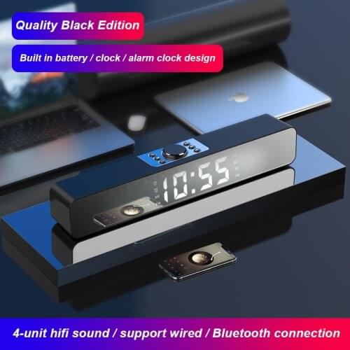 Multifunction LED TV Sound Bar Alarm Clock Wired&Wireless Bluetooth-compatible Speaker With Radio LED Mirror Subwoofer AUX