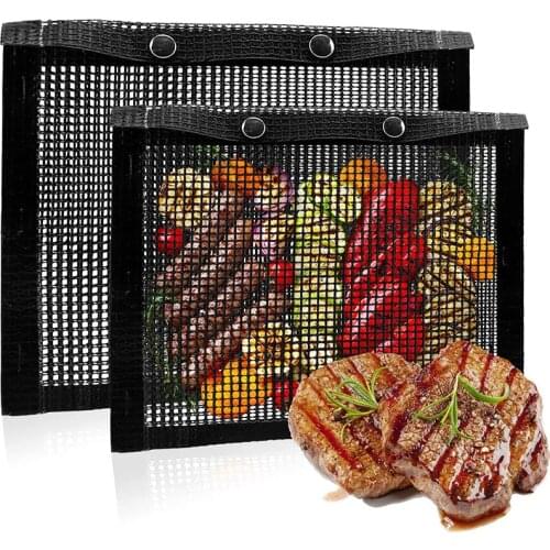 Reusable Non-stick BBQ Grill Mesh Bag Barbecue Baking Isolation Pad Outdoor Picnic Camping BBQ Kitchen Tools Grills Accessories