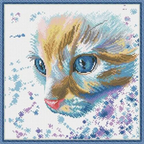 5D DIY animal pattern watercolor cat diamond painting kits round diamond mosaic embroidery childrens room decor handmade gifts