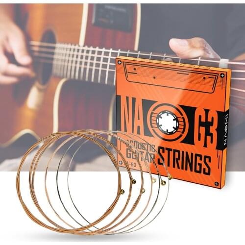 6-Piece Acoustic Guitar Strings Set with Hexagonal Steel Core Phosphor Bronze Wire Winding Harder Tension