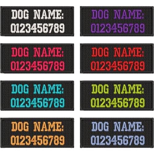 Custom Animal Name Pet Embroidered Patches Text Telephone Number Hook and Loop Badges for Dog Harness Garment Accessories DIY