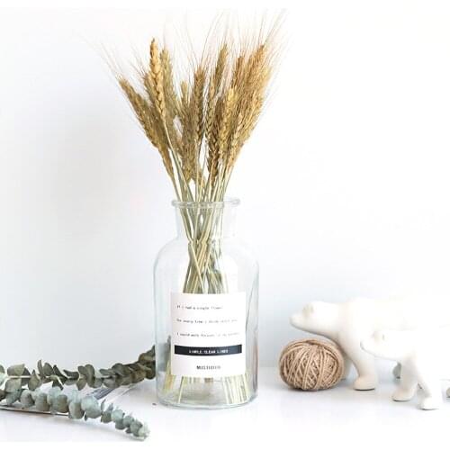 50Pcs/lot Natural Dried Flowers Artificial Wheat Ears Flower Grain Bouquet For Wedding Party Decoration Flower Wreath