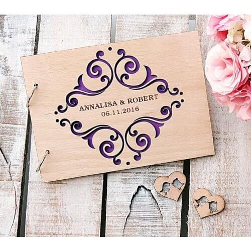 Fancy Scroll Rustic Wedding Guest Book
