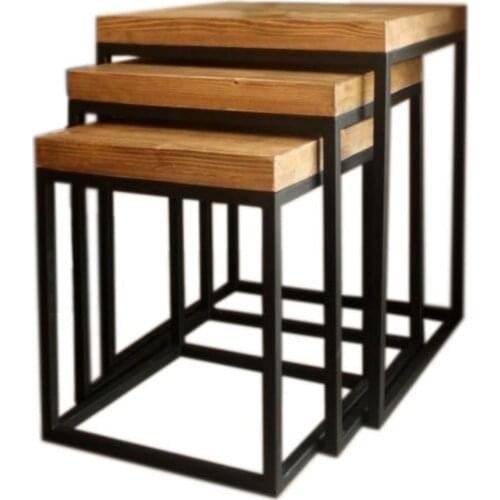 New 2021 Brand Metal Solid Wood Zigon Coffee Table Suit Industrial Retro Style