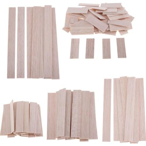 Rectangular Natural Round Balsa Wood Stick Woodcraft Flat Dowel for Kid Model Making DIY Craft Home Wedding Party Decoration