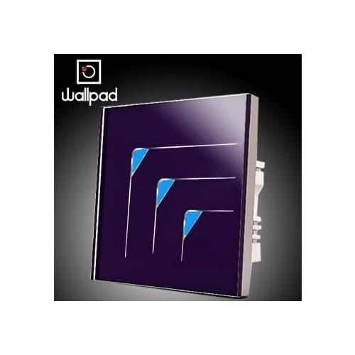 Crystal Glass Switch Panel 3 Gangs 2 Way Wallpad Top Purple 110~250V Touch Screen Wall Light Switch LED Indicator