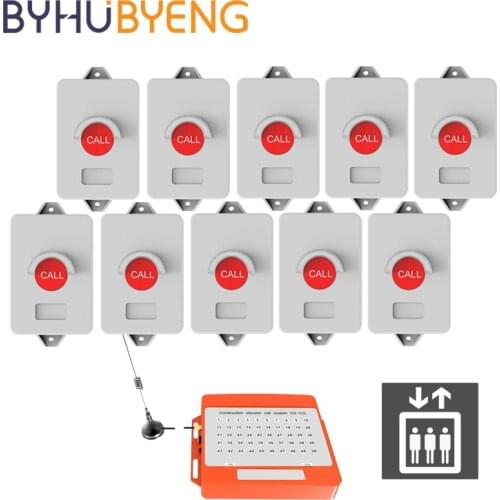 BYHUBYENG 10 Call Transmitter 1 Receiver Wireless Construction Elevator Pagers FM Calling Bell Bezprzewodowy System 433 Mhz
