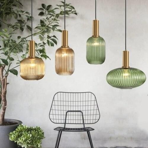 Nordic restaurant pendant lights gray/green/Cognac glass modern hanging lamp bedroom living room kitchen suspension luminaire