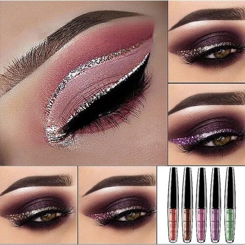 16 Colors Pearlescent Metallic Liquid Eyeliner Waterproof Lasting Monochrome Glitter Shimmer Liquid Eyeshadow Eyeliner Cosmetic