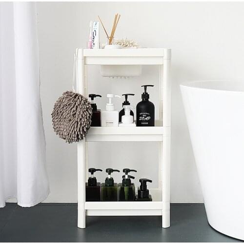 2/3/4 Layer Gap Kitchen Storage Rack Slim Slide Tower Movable Assemble Plastic Bathroom Shelf Wheels Space Saving Organizer