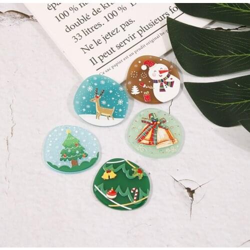 Christmas style 40pcs/lot Snowman Santa Claus Tree Deer pattern irregular acrylic beads diy jewelry earring/garment accessory