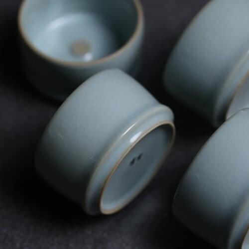 Old style Ru kiln Fu word cup with azure opening to support time tea cup tea cup master cup household ceramic thick no.yz57