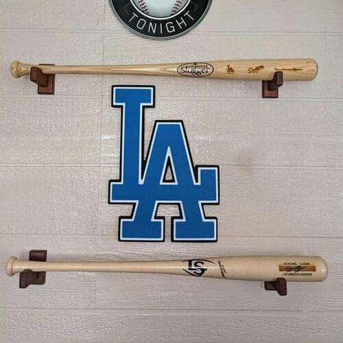 Baseball Softball Bat Rack Wood Felt Liner Wall Mount for Horizontal Display - Solid Ash Tree Hidden Screws Handmade Brown