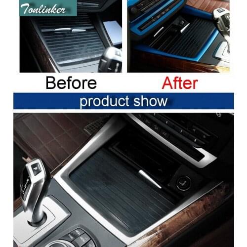 Tonlinker 1 PCS Car styling Stainless Steel Central U-shaped Glass Light Box Cover Case Stickers for Bmw X5 2008-13 Accessories
