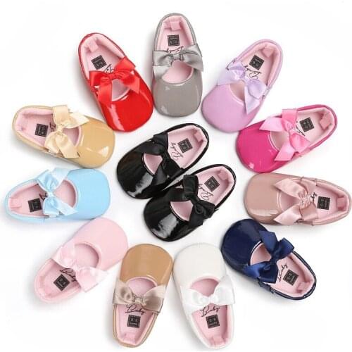 Baby Girl Shoes Ribbon Bow PU Leather Princess Baby Shoes First Walkers Elegant Newborn Moccasins