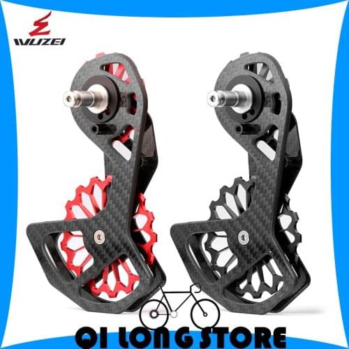 WUZEI MTB Bike Carbon Fiber Ceramic Rear Derailleur17T Pulley Guide Wheel for SHIMANO R6800 R7000 R8000 R9100 Bicycle Derailleur