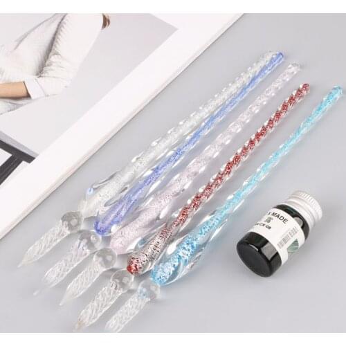 Vintage Handmade Glass Dip Signature Ink Fountain Pen Writing Tool Offices School Stationery With Gift Box Drop shipping