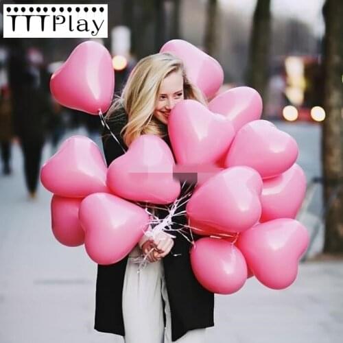 10pcs/lot Romantic 2.2g Pink Heart Love Latex Helium Balloon Inflatable Wedding Decoration Party Balloon Birthday Party Supplies