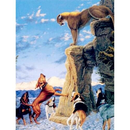 Embroidery round diamond Rhinestones full plastic Dog and lion crafts DIY diamond painting cross stitch diamond