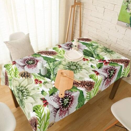 Protector Watercolor Flowers and Pine Cones Table Cloth