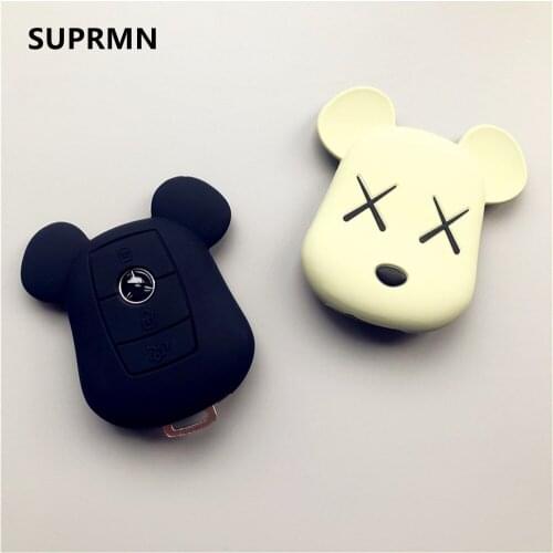 Suitable for Mercedes-Benz e-class e300l new c-class c260glc260a200ls350 car key cover protective sleeve silicone violent bear