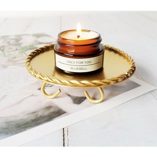 Iron Black Gold Plated Candle Holders Pillar Metal Plate for Wedding Party Festival Candlestick Holder Art Gift Home Decoration