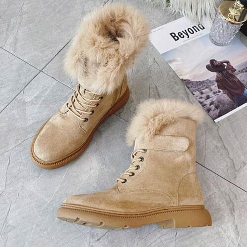 Winter Women Shoes Snow Boots Casual Flat with Short Boots Round Toe Loe Heels Flock Short Plush Ladies Shoes