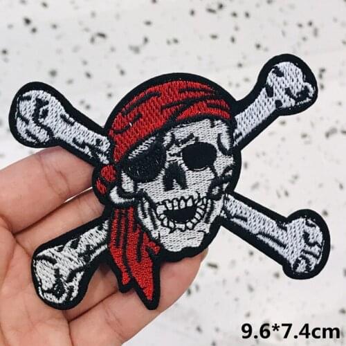 10Pcs Mix Skull Cool Embroidery Patches for T-shirt Iron on Stripes Appliques Clothes Stickers Clothing Badges