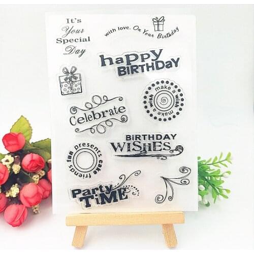 11*16cm Happy birthday Transparent Clear Stamps / Silicone Seals Roller Stamp for DIY scrapbooking photo album/Card Making