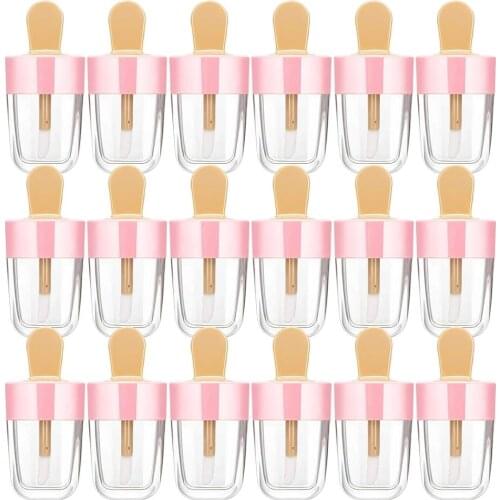 20Pcs 8 ML Clear Ice Cream Lip Gloss Tube Empty Lip Balm Mini Lip Balm Container DIY Refillable Cosmetic Bottle for Lipstick