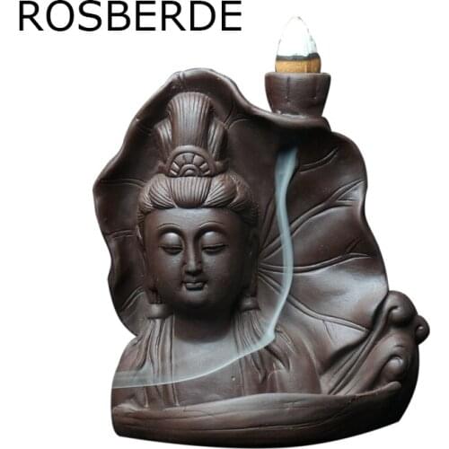 20pc incense free Guanyin Ceramic backflow incense burner statue Buddha sculpture home decor fengshui furnishing