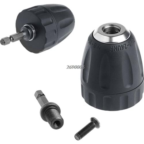 2017 Keyless Drill Chuck Converter 3/8" 24UNF + 1/4" Hex Shank SDS Adaptor 0.8-10mm MAR8_30