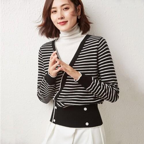 2021 Autumn/Winter Women Sweaters 100% Wool Pullovers Long Sleeves Two Fake Clothes Standard Tops