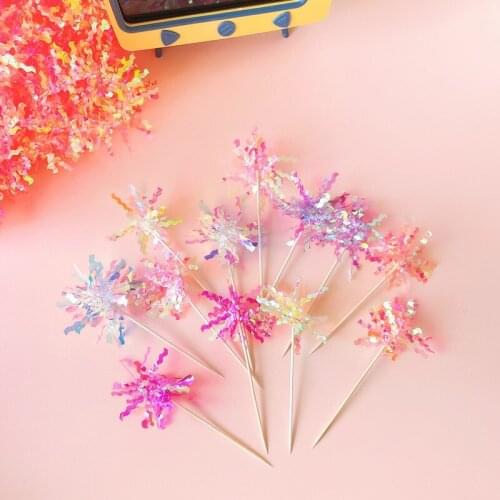 5pcs/set Small Flowers Happy Birthday Cake Toppers Birthday Cake Topper Decor for Wedding Birthday Party Cake Decorations
