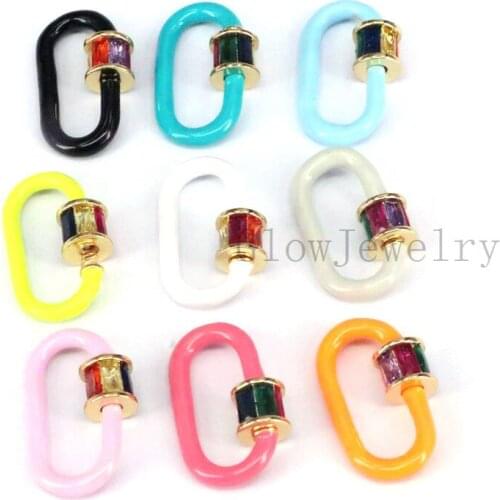 5PCS, Fashion Oval CZ Clasps Findings, Cubic Zircon Gold Charms for Jewelry Crafts Necklace, Connector Carabiner Screw Locks