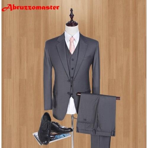 Brand Serge Slim Fit Men Suits Dark Grey Wedding Suits For Best Men 2020 Fashion Smart Casual Mens Tuxedos (jacket+Vest+Pant)