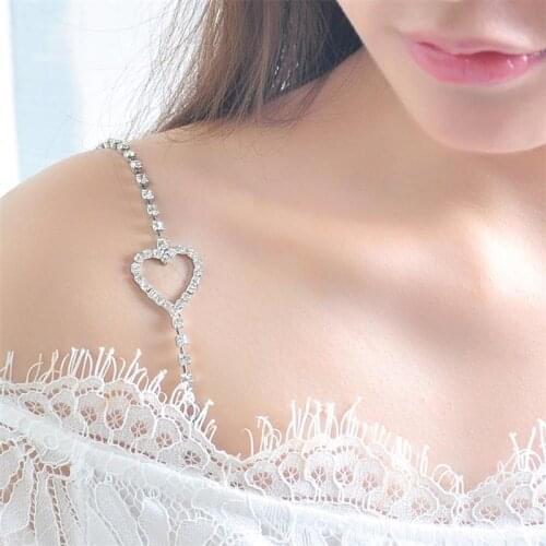 Dual-Chain Decorative Bra Straps Bling Crystal Rhinestone Adjustable Removable Fancy Bra Strap Replacement For Bra Tops Dress